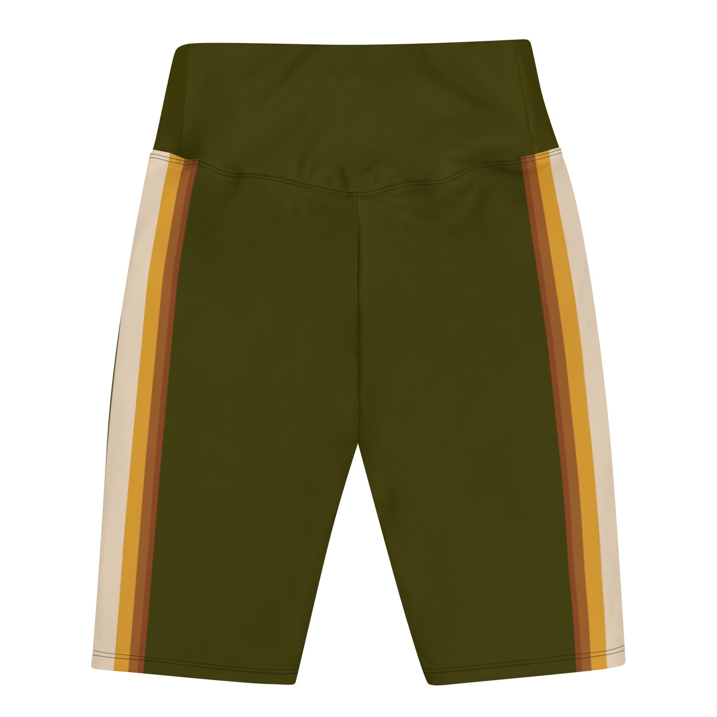 Olive Earth Stripe Bike Shorts with Pocket