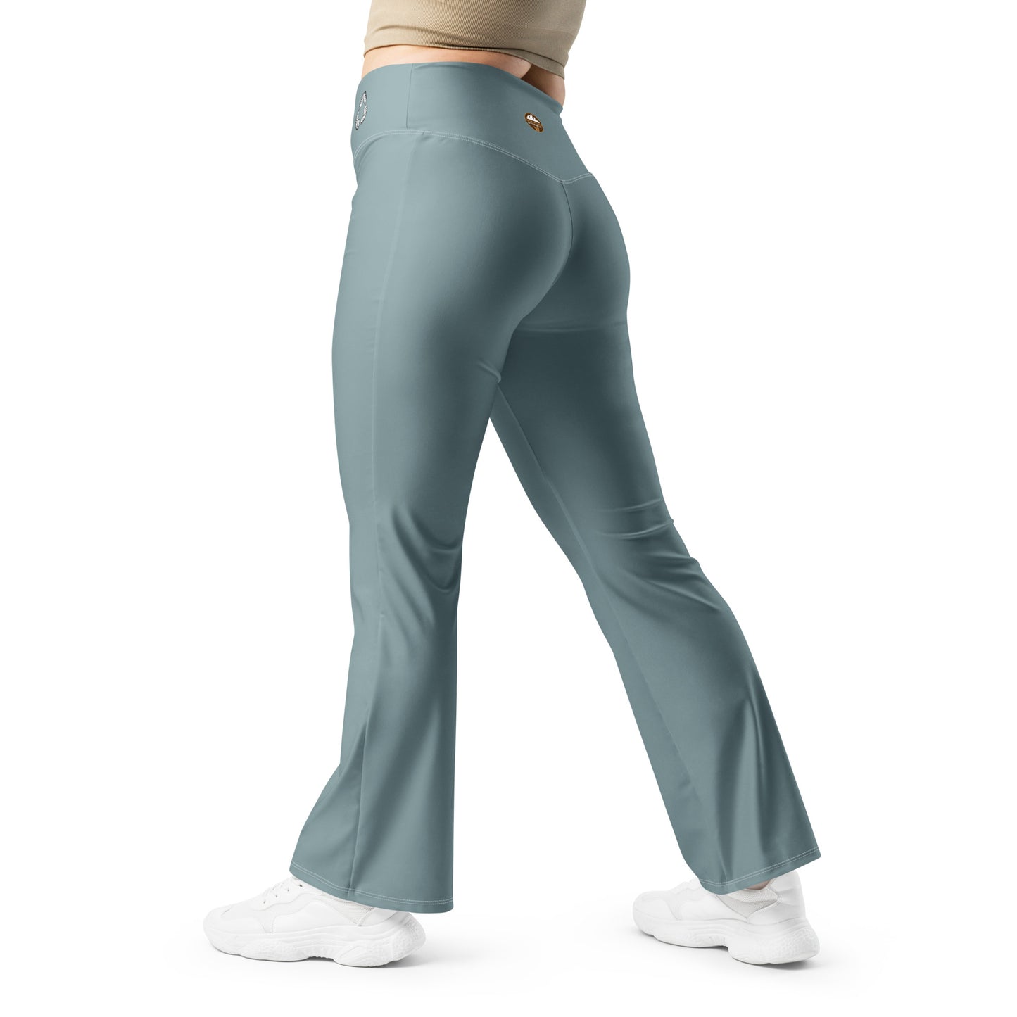 French Blue Recycled Flared Hiking Leggings with Waist Pocket