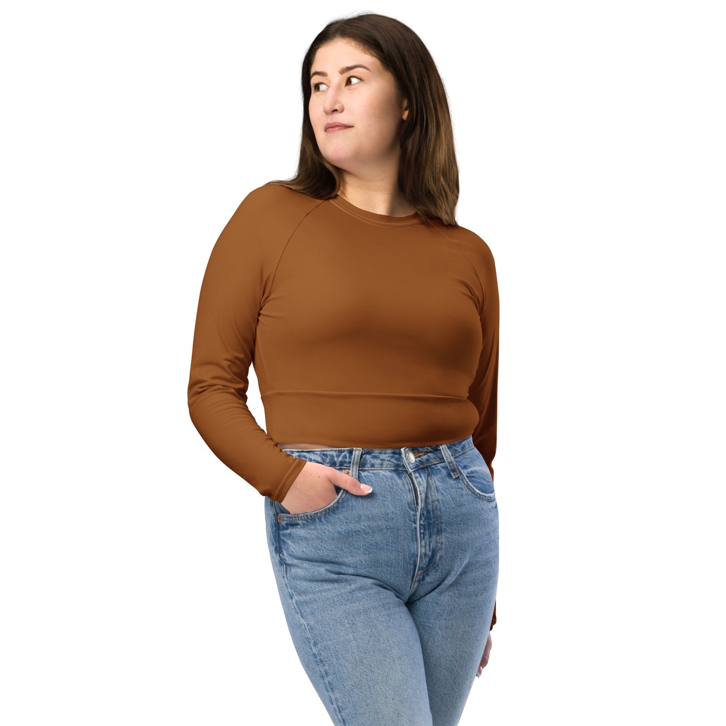 Burnt Clay Recycled long-sleeve crop top