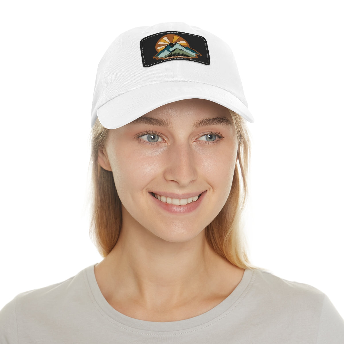Mountain Sunrise Dad Hat with Leather Patch