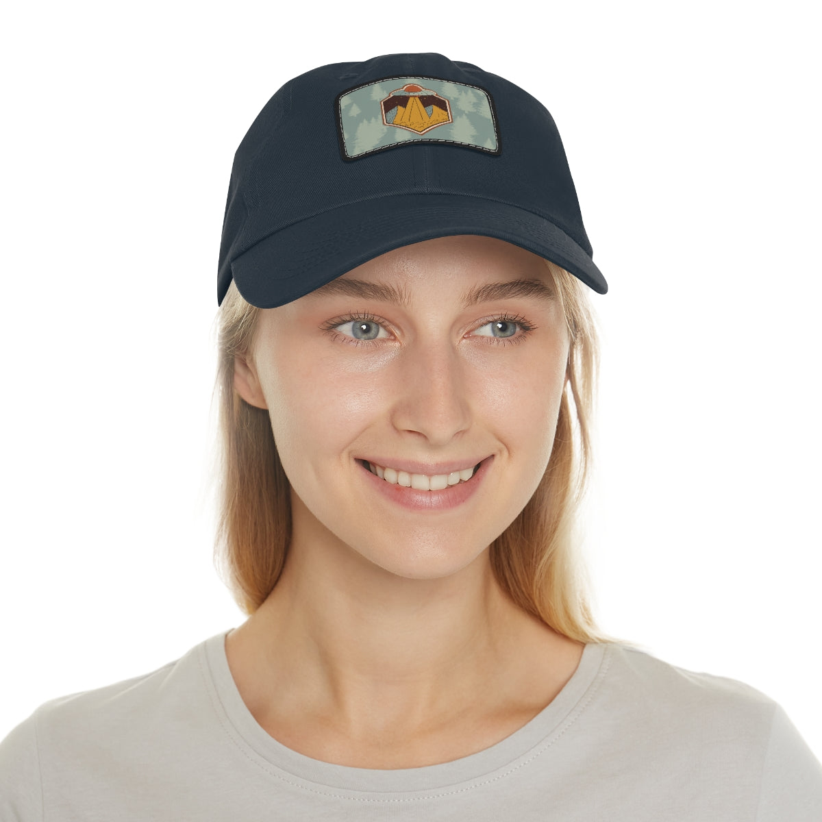 Retro UFO Dad Hat with Leather Patch
