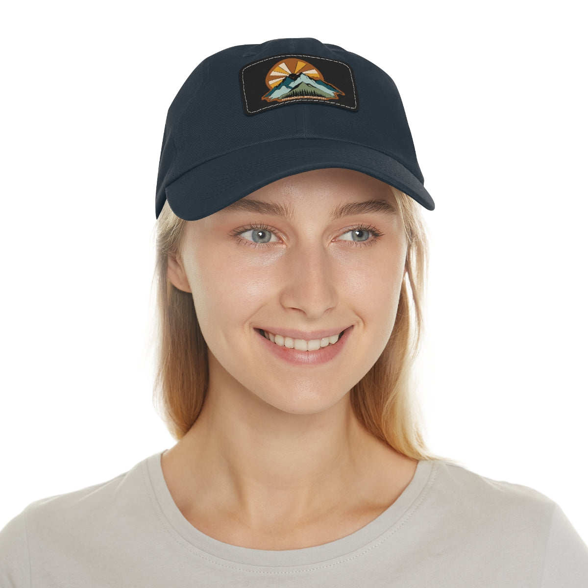 Mountain Sunrise Dad Hat with Leather Patch
