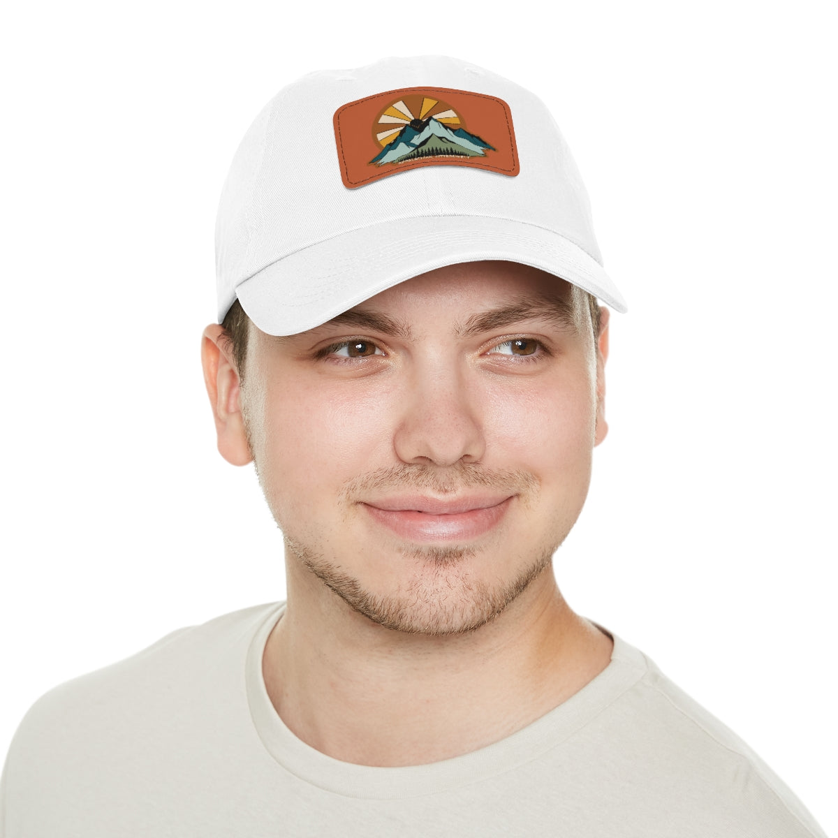 Mountain Sunrise Dad Hat with Leather Patch