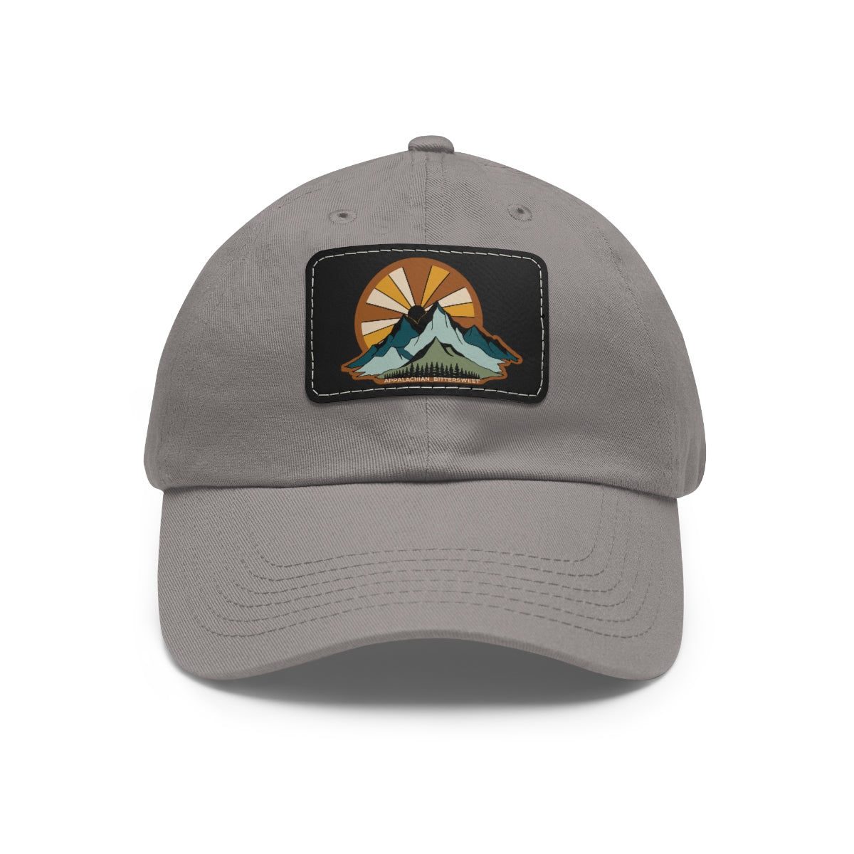 Mountain Sunrise Dad Hat with Leather Patch