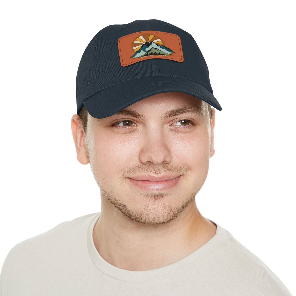Mountain Sunrise Dad Hat with Leather Patch