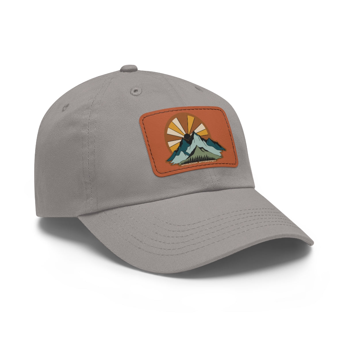 Mountain Sunrise Dad Hat with Leather Patch