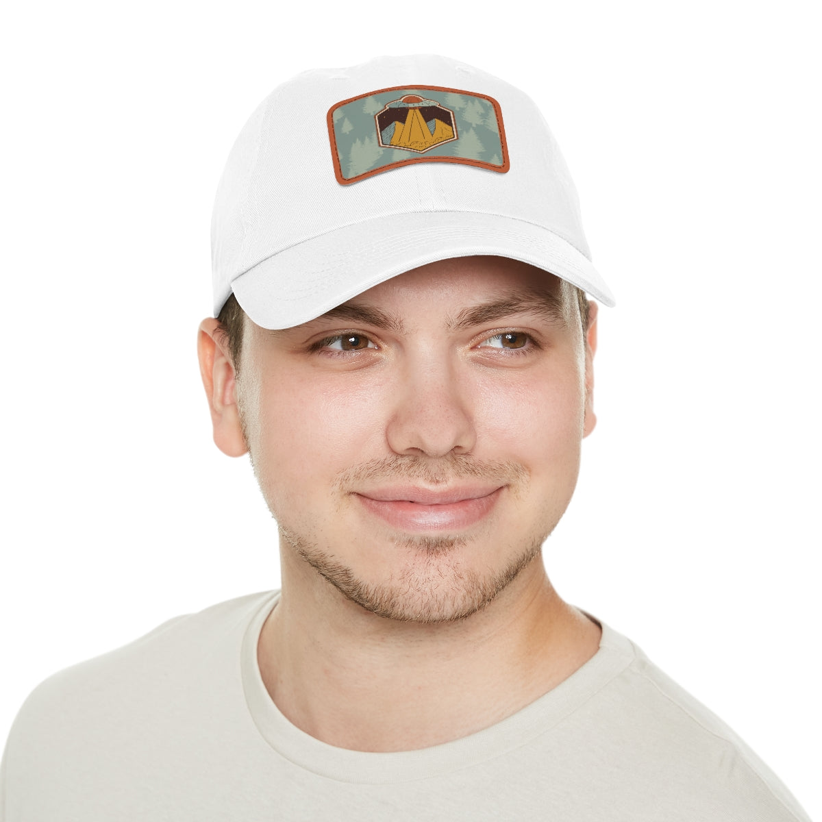 Retro UFO Dad Hat with Leather Patch