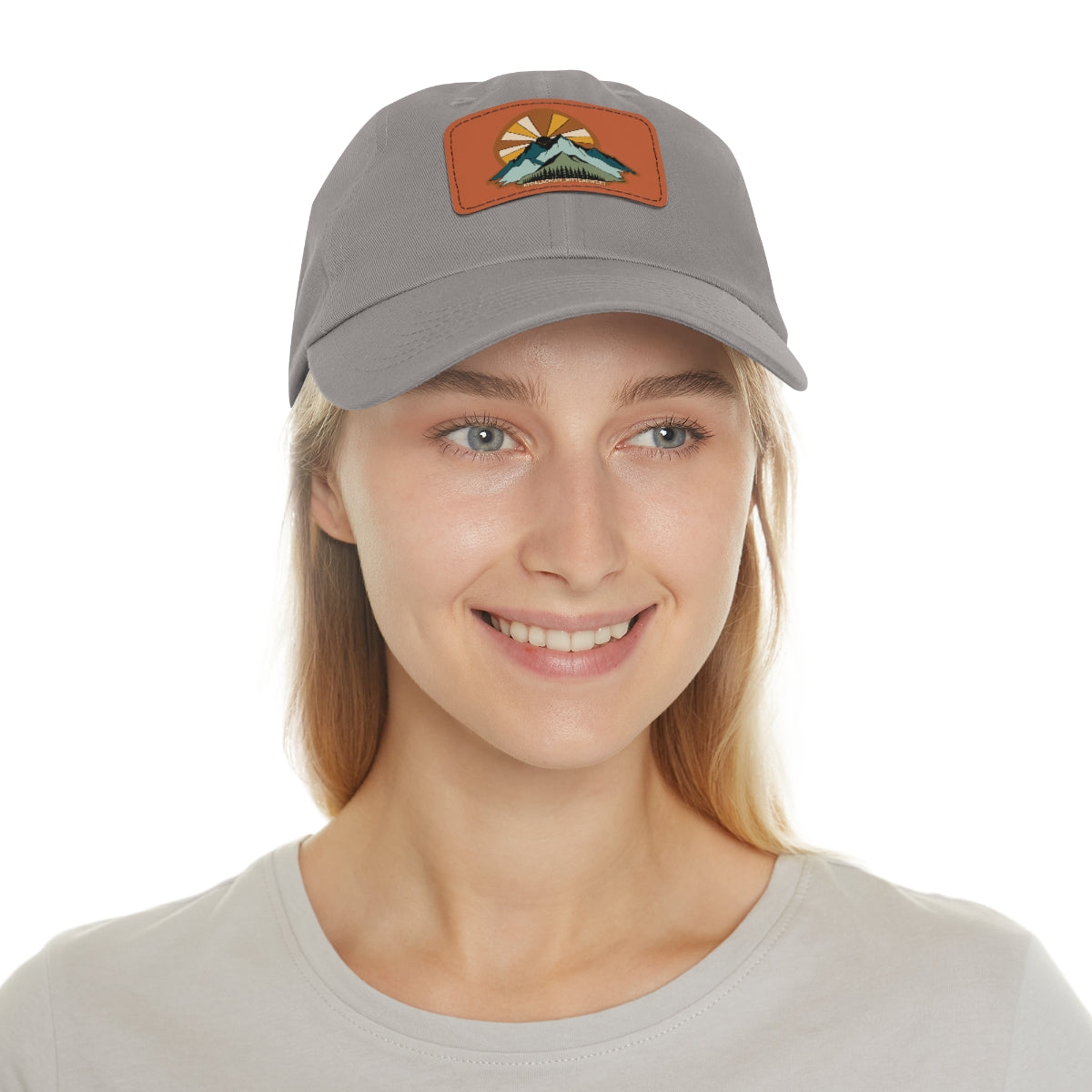 Mountain Sunrise Dad Hat with Leather Patch