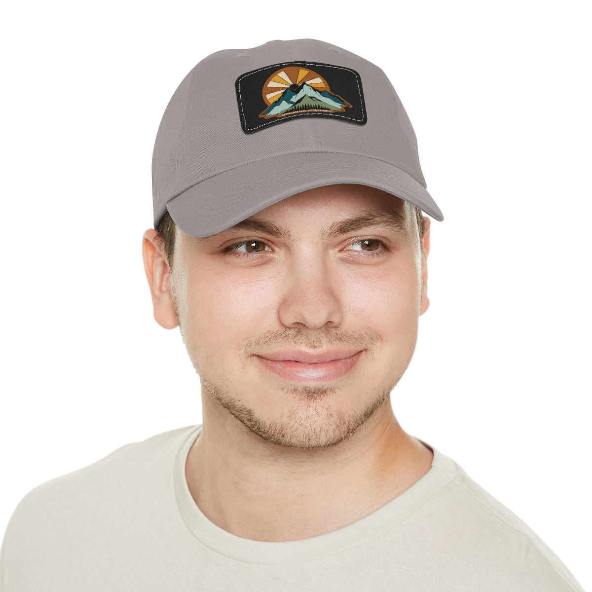 Mountain Sunrise Dad Hat with Leather Patch