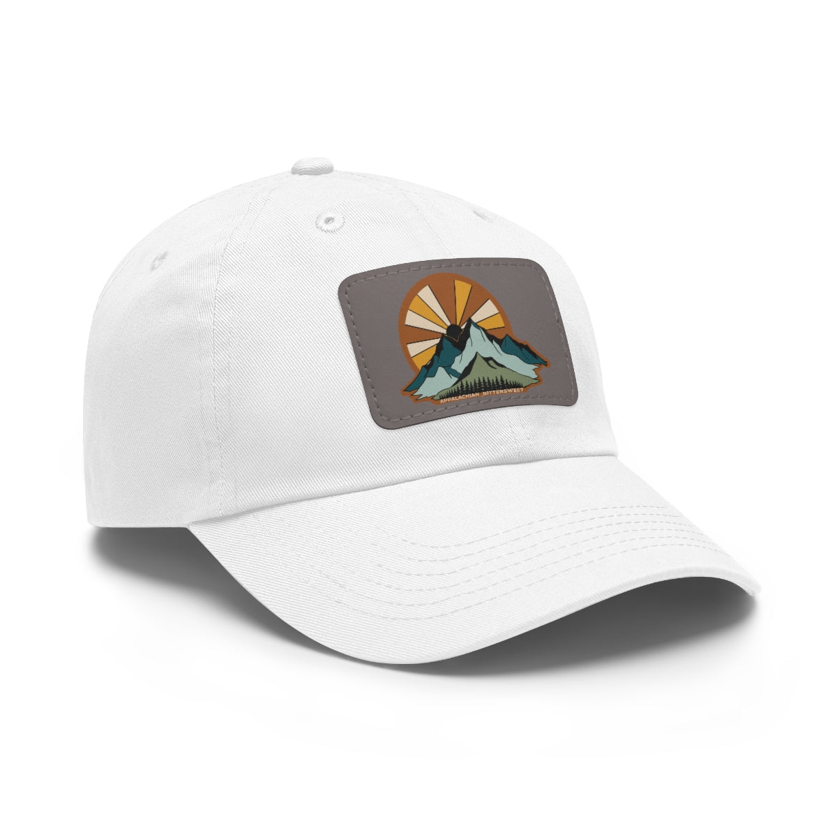 Mountain Sunrise Dad Hat with Leather Patch