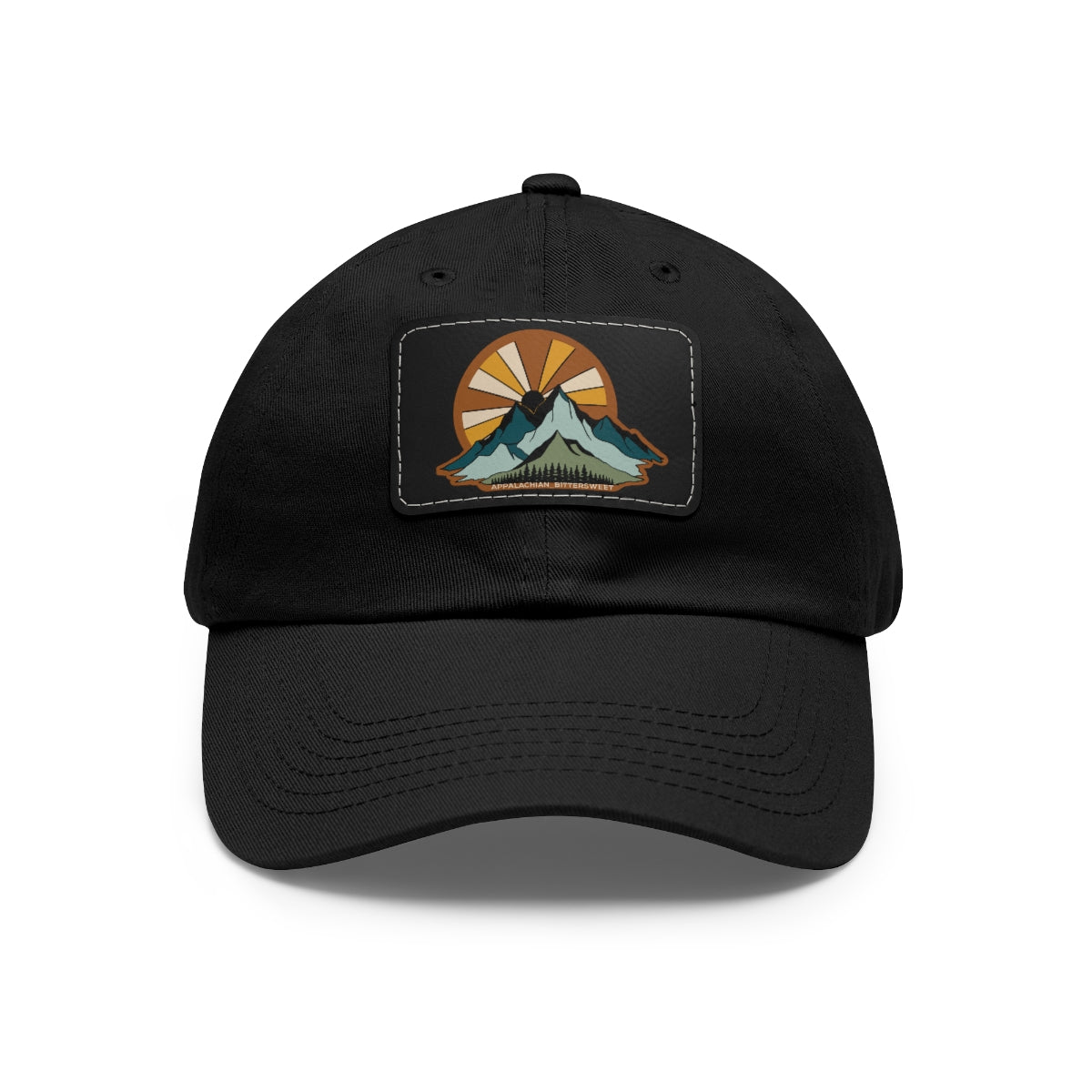 Mountain Sunrise Dad Hat with Leather Patch