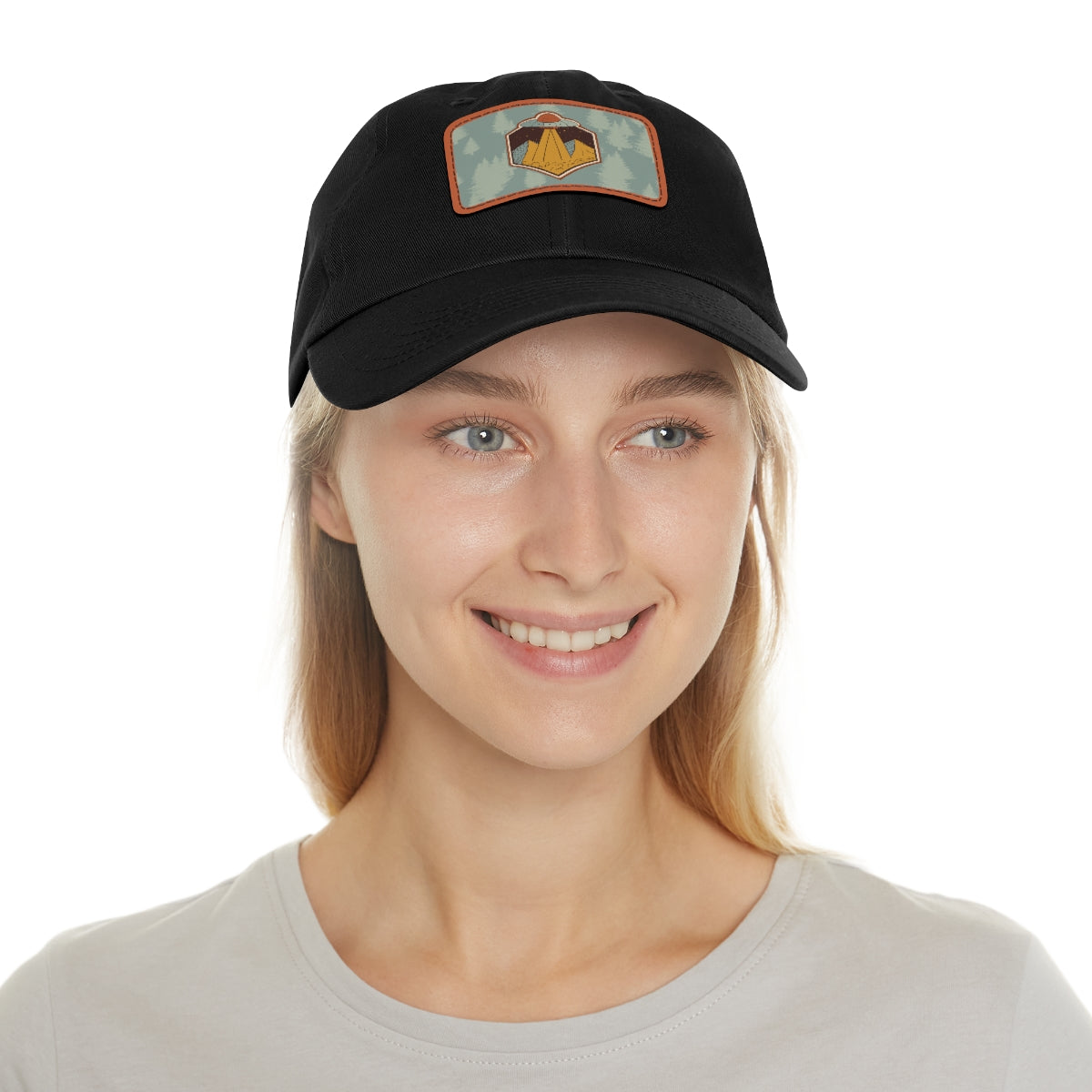 Retro UFO Dad Hat with Leather Patch