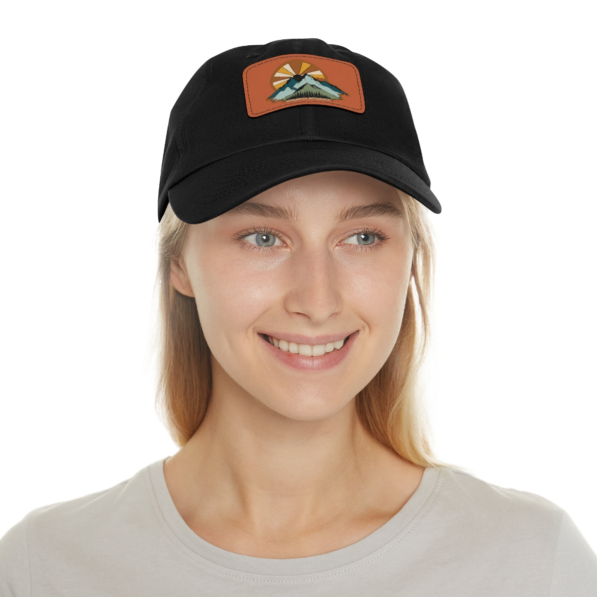 Mountain Sunrise Dad Hat with Leather Patch