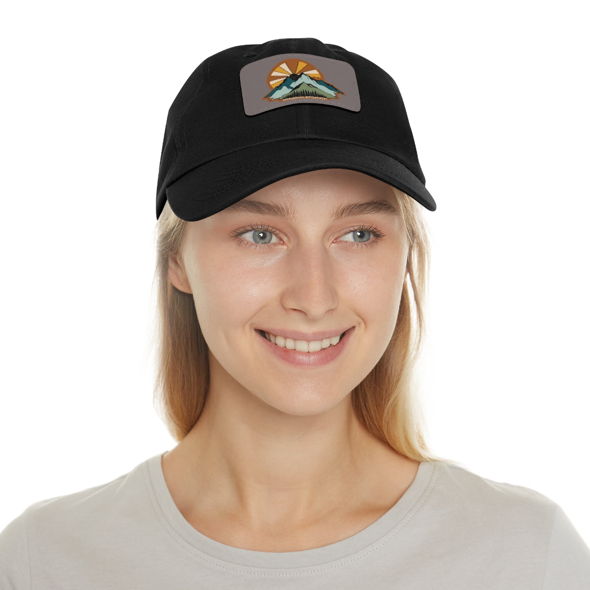 Mountain Sunrise Dad Hat with Leather Patch