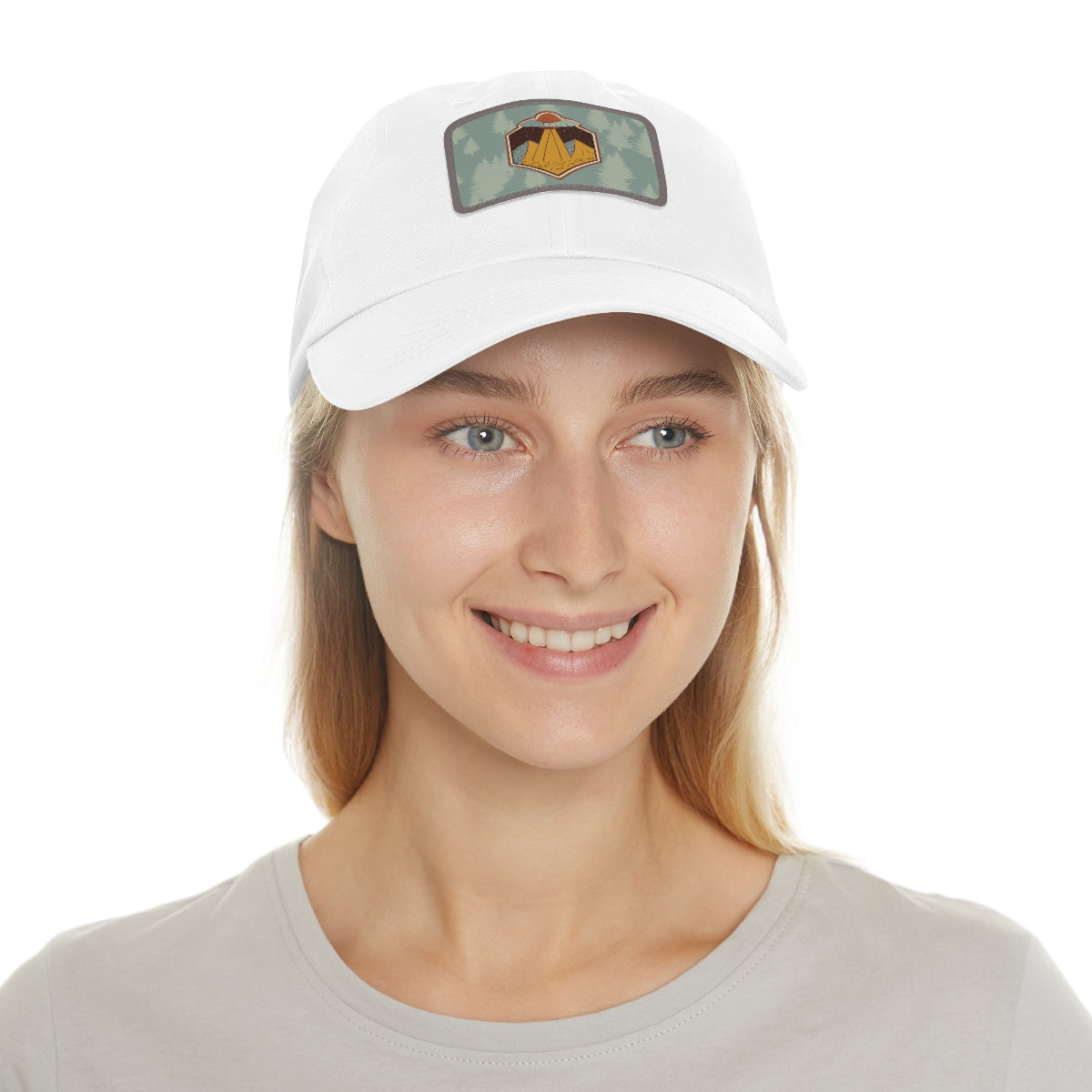 Retro UFO Dad Hat with Leather Patch