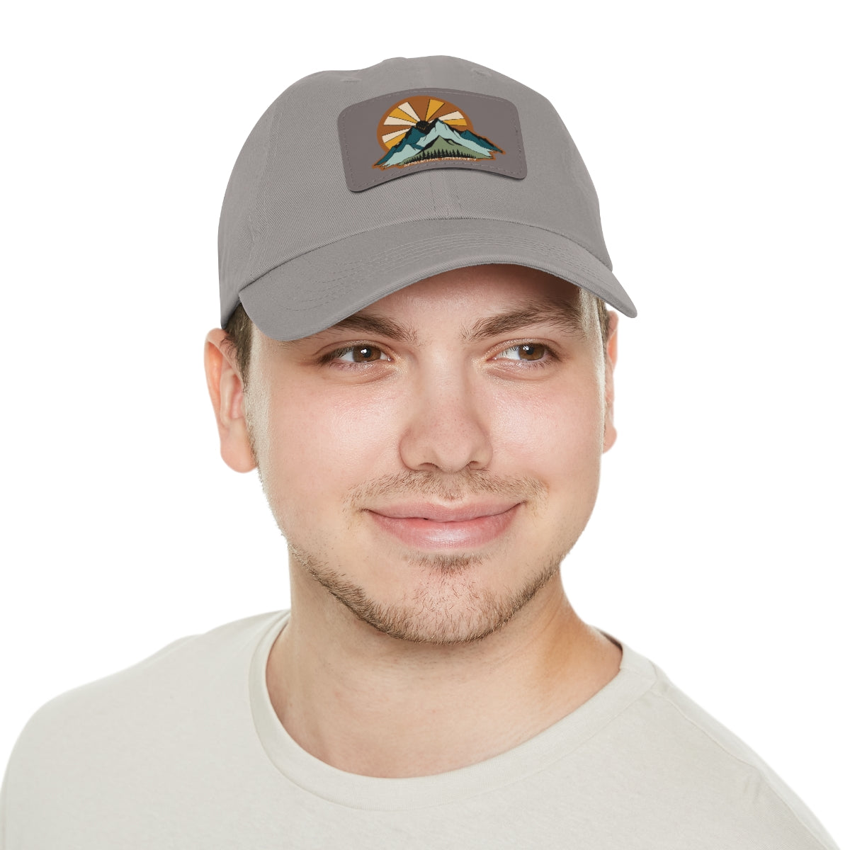 Mountain Sunrise Dad Hat with Leather Patch
