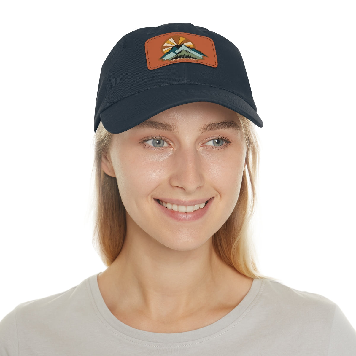 Mountain Sunrise Dad Hat with Leather Patch