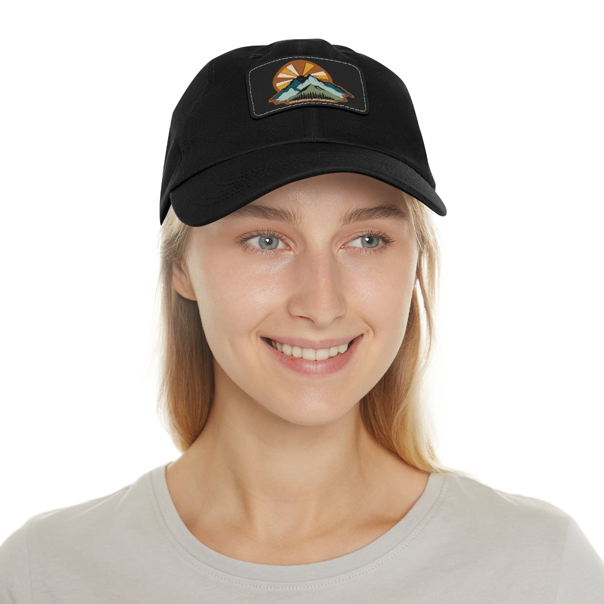 Mountain Sunrise Dad Hat with Leather Patch
