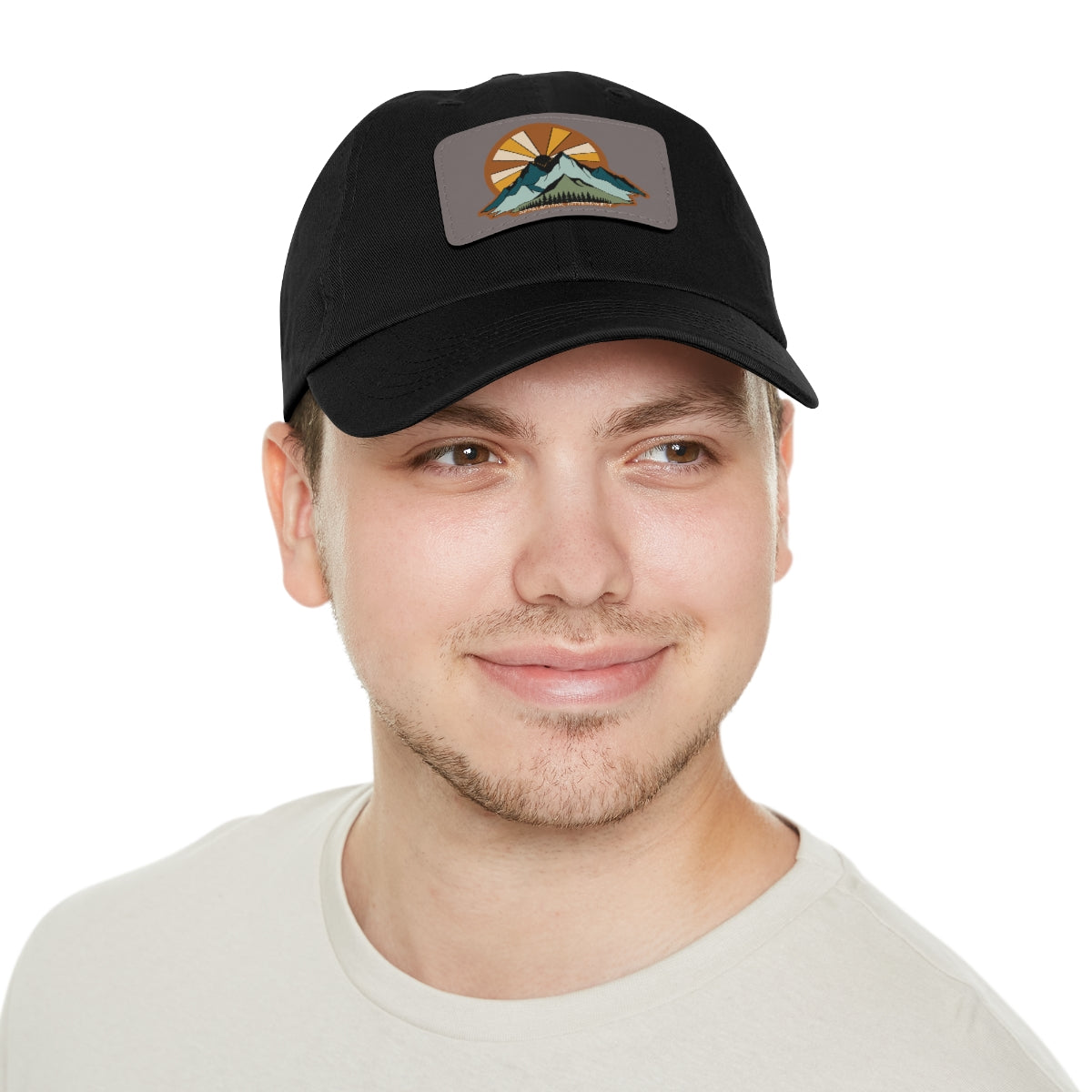 Mountain Sunrise Dad Hat with Leather Patch