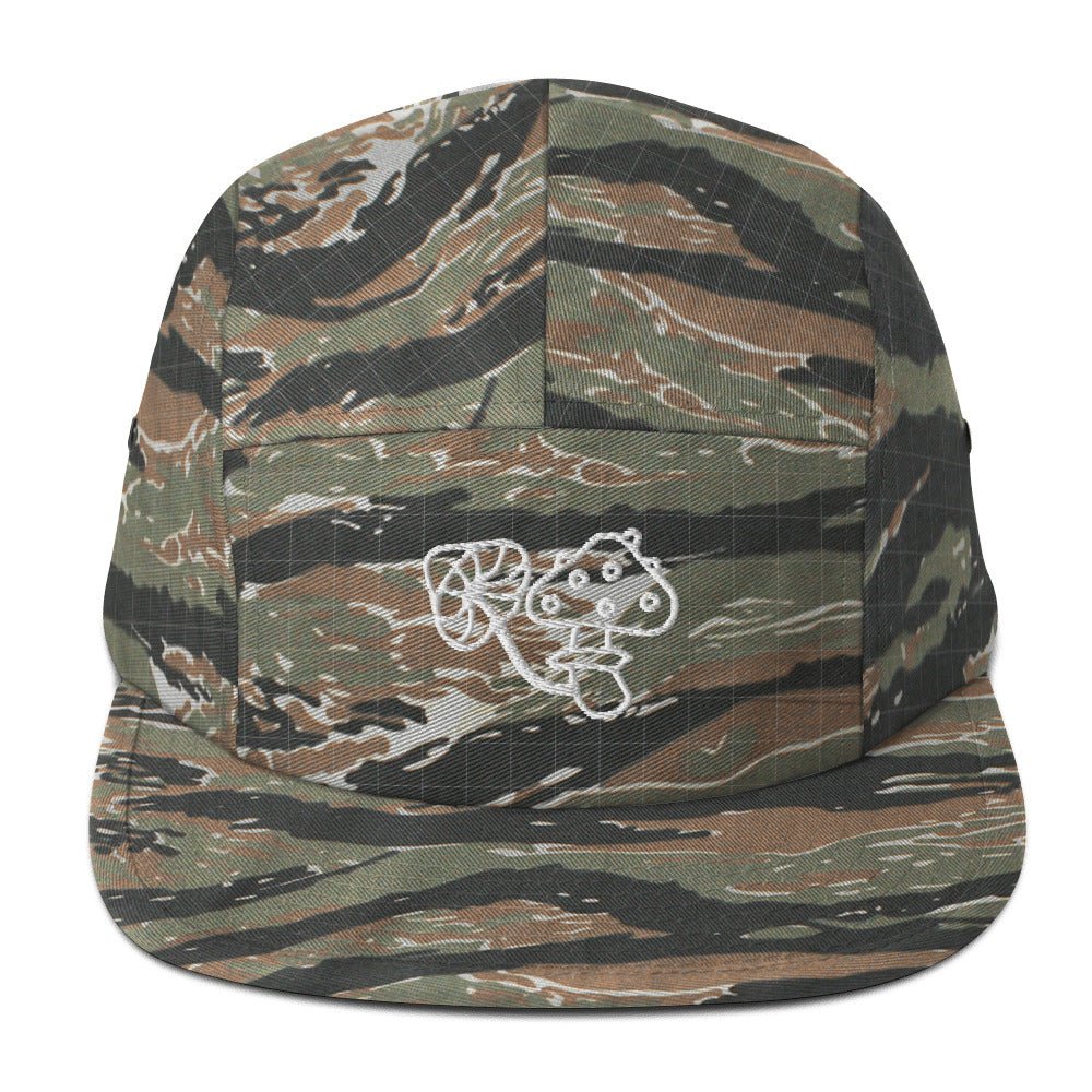 Embroidered Mushrooms Five Panel Camper Cap - Appalachian Bittersweet - 5 panel camper