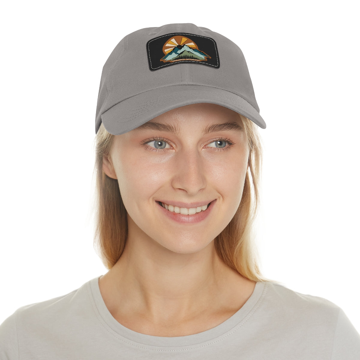 Mountain Sunrise Dad Hat with Leather Patch