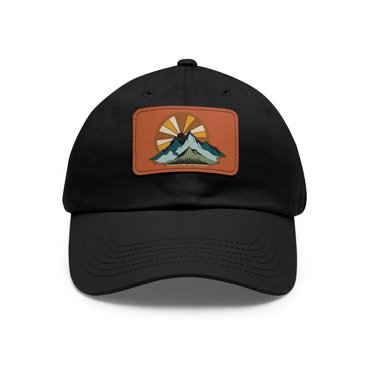 Mountain Sunrise Dad Hat with Leather Patch