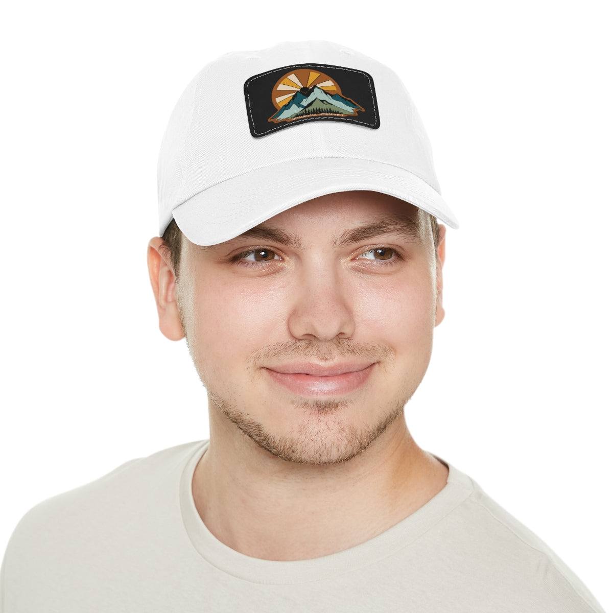 Mountain Sunrise Dad Hat with Leather Patch