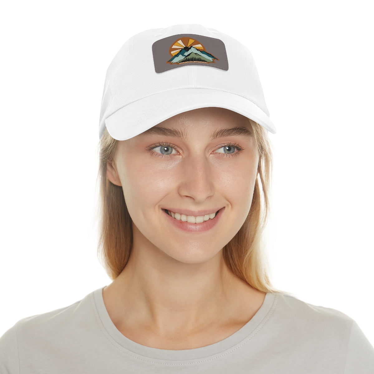 Mountain Sunrise Dad Hat with Leather Patch