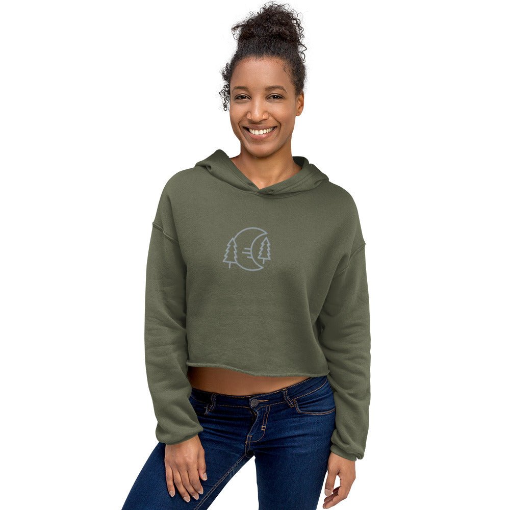 Half Moon Embroidered Crop Hoodie Appalachian Bittersweet