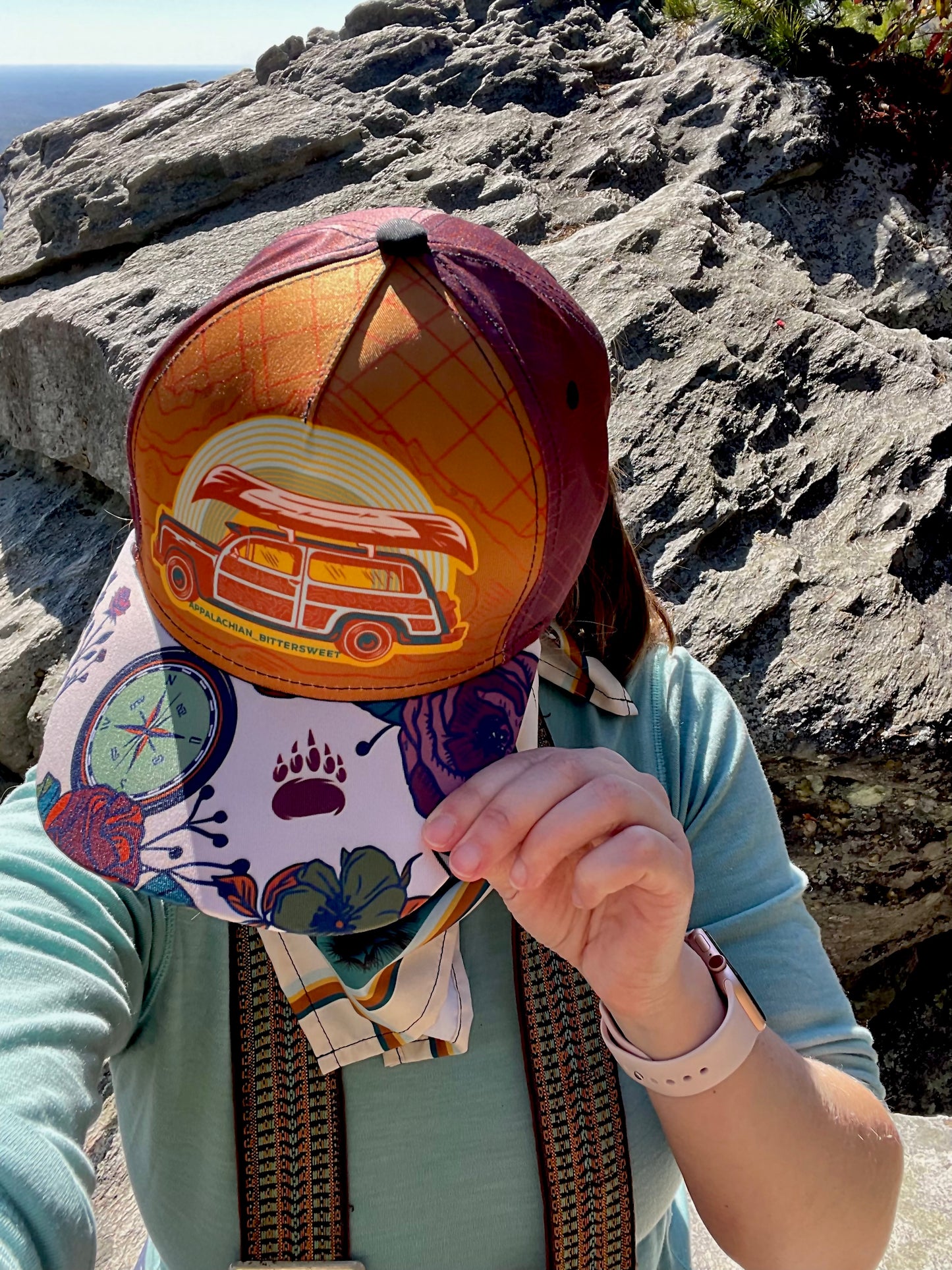 Camping Wagon Retro Snapback Cap