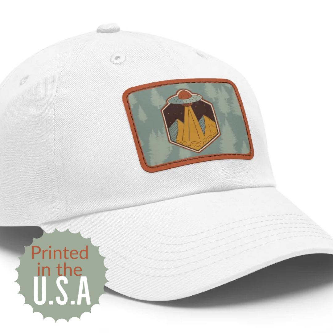 Retro UFO Dad Hat with Leather Patch