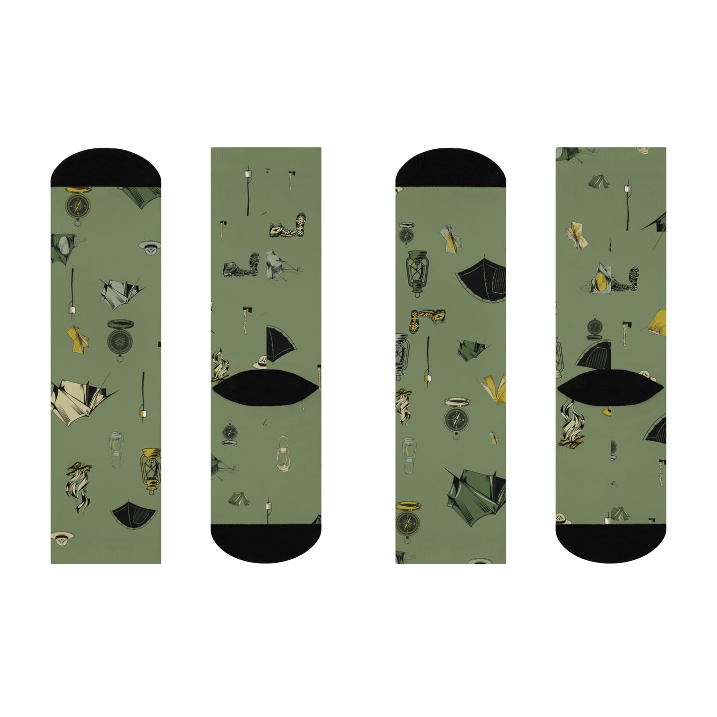 Tent Camping Stretch Crew Socks - Appalachian Bittersweet - All Over Prints