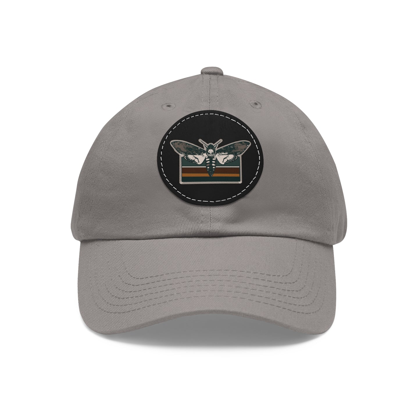 Death's Head Moth Dad Hat with Leather Patch (Round)