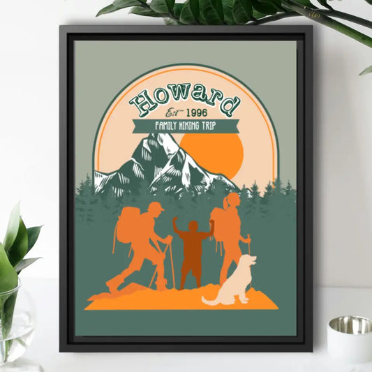 Personalized Family Hiking Canvas Retro Print