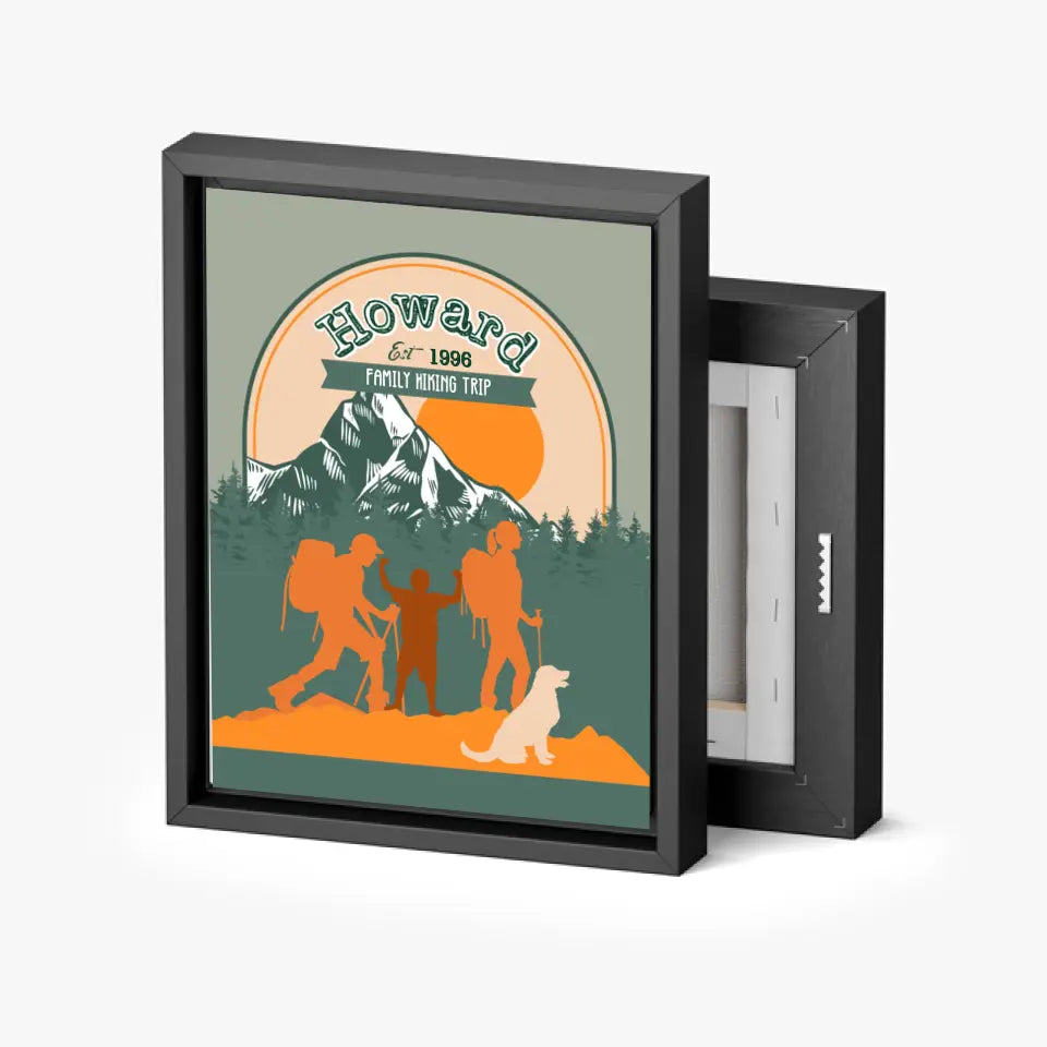 Personalized Family Hiking Canvas Retro Print