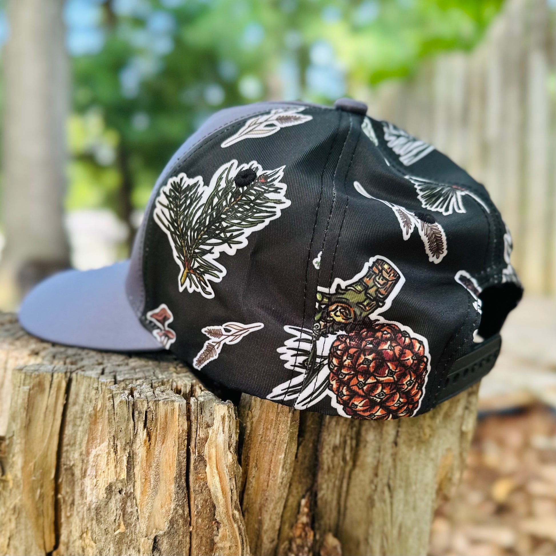 In the Pines Nature Print Hiking Hat - Retro Snapback Cap 
