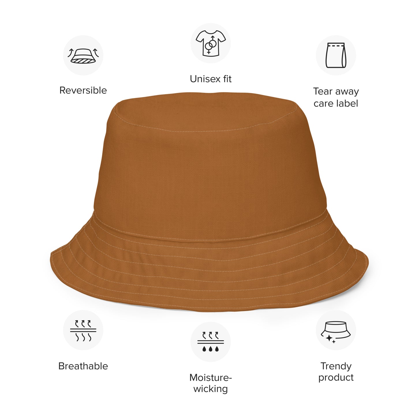 Khaki and Copper Reversible Bucket Sun Hat