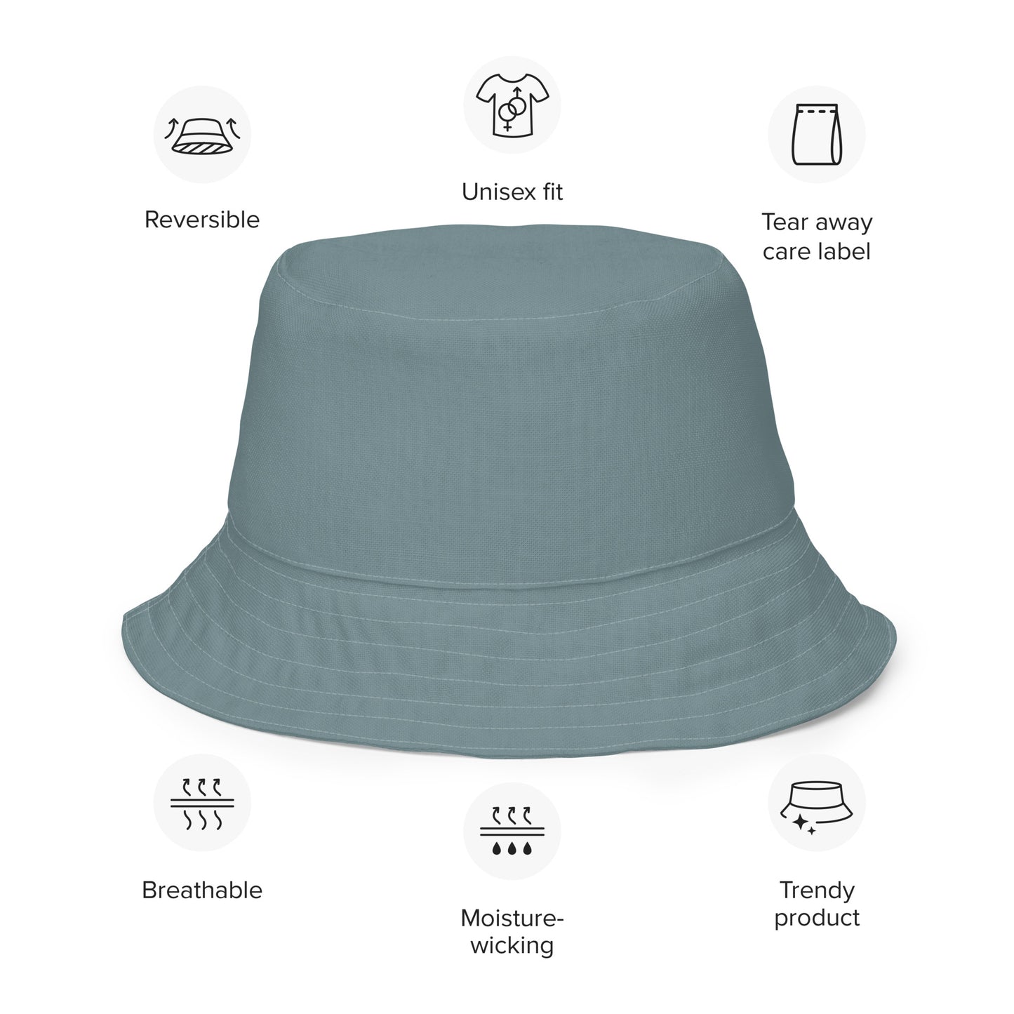 Retro Blue and Stripe Reversible bucket hat