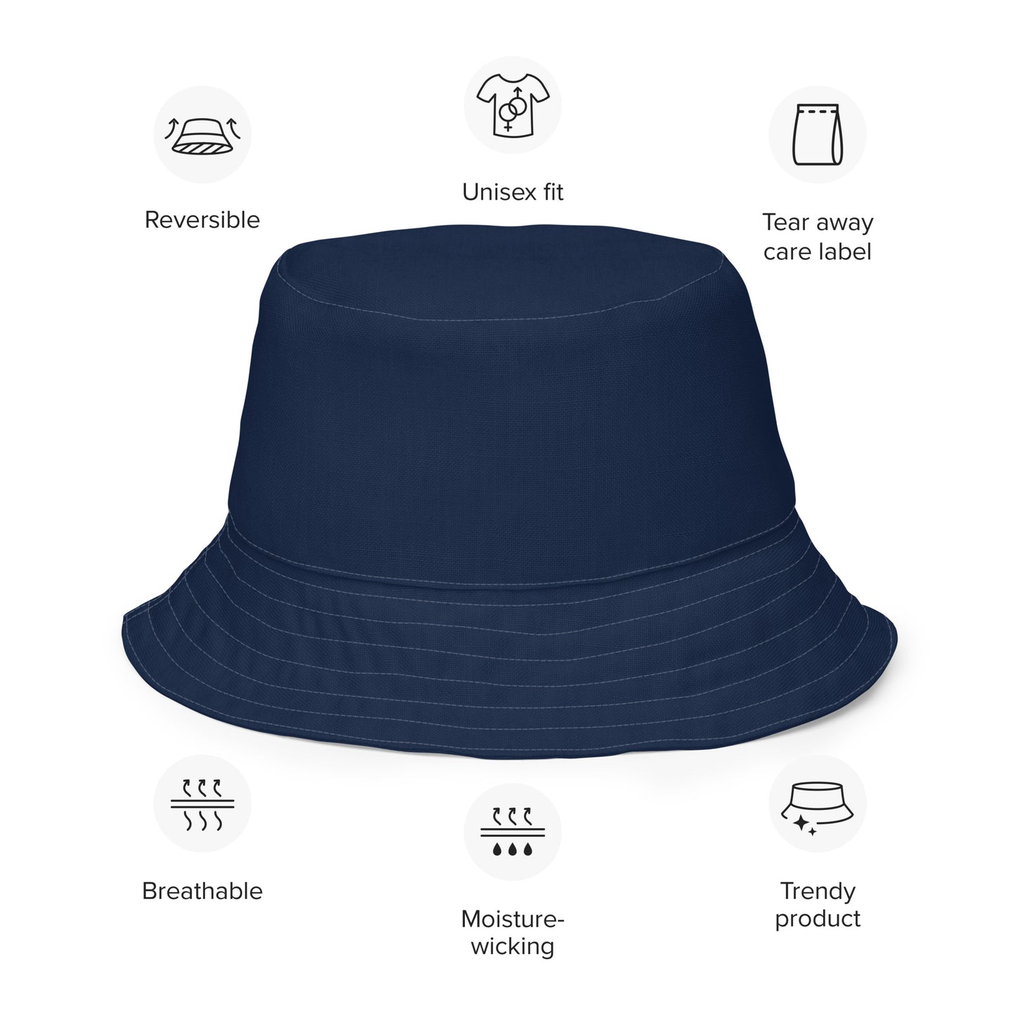 Navy and Teal Reversible Bucket Sun Hat