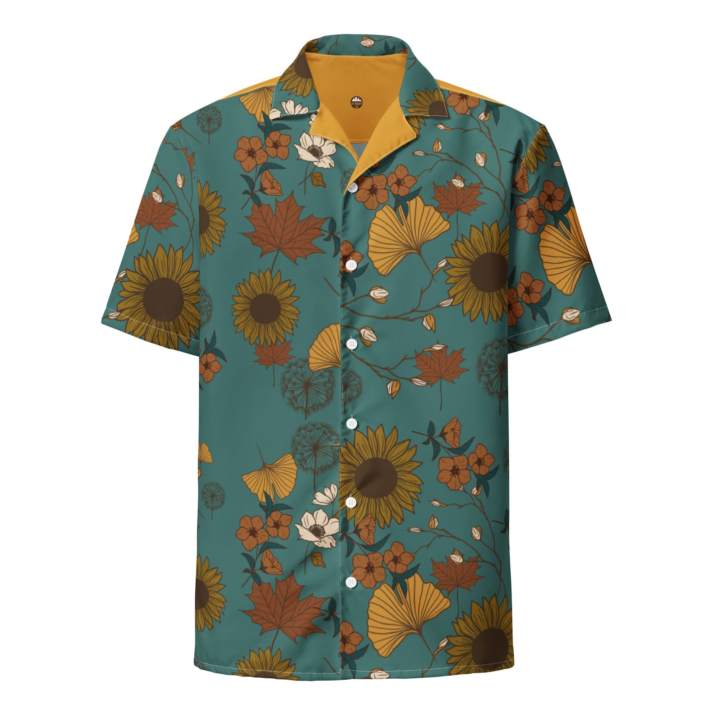 Retro Sunflowers Unisex Button Sun Shirt