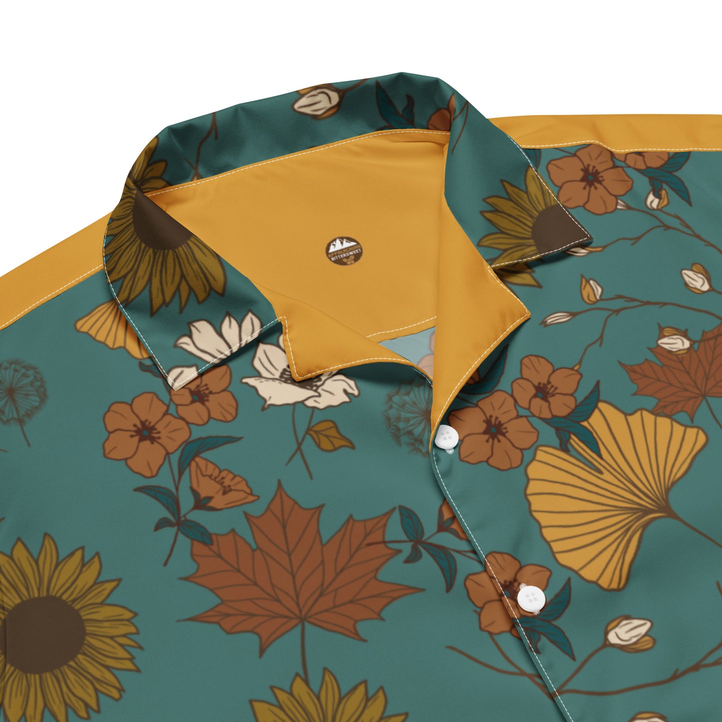 Retro Sunflowers Unisex Button Sun Shirt