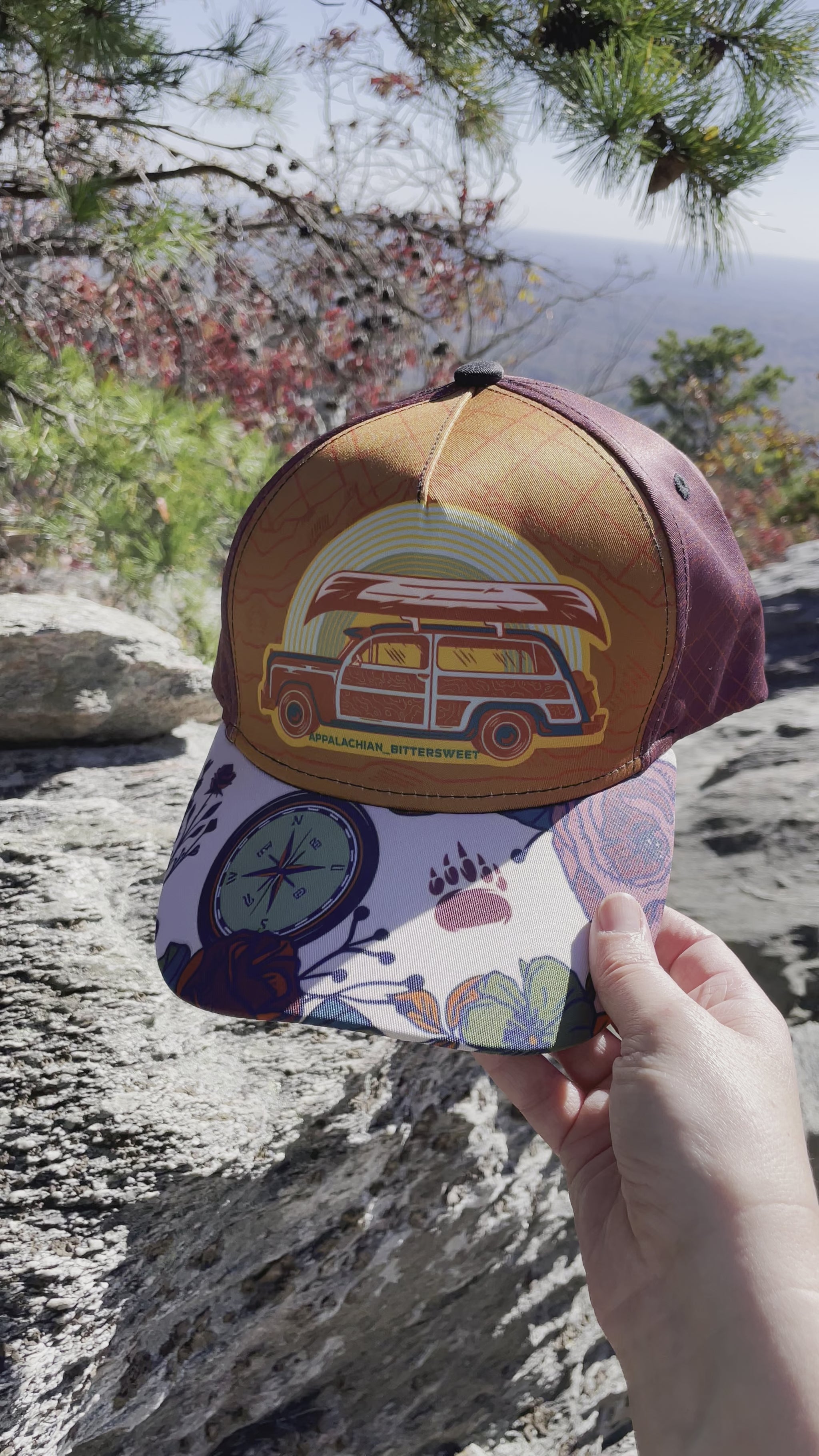 Retro Wagon Snapback Cap Hiking Hat Outdoor Hats Hiker Gift