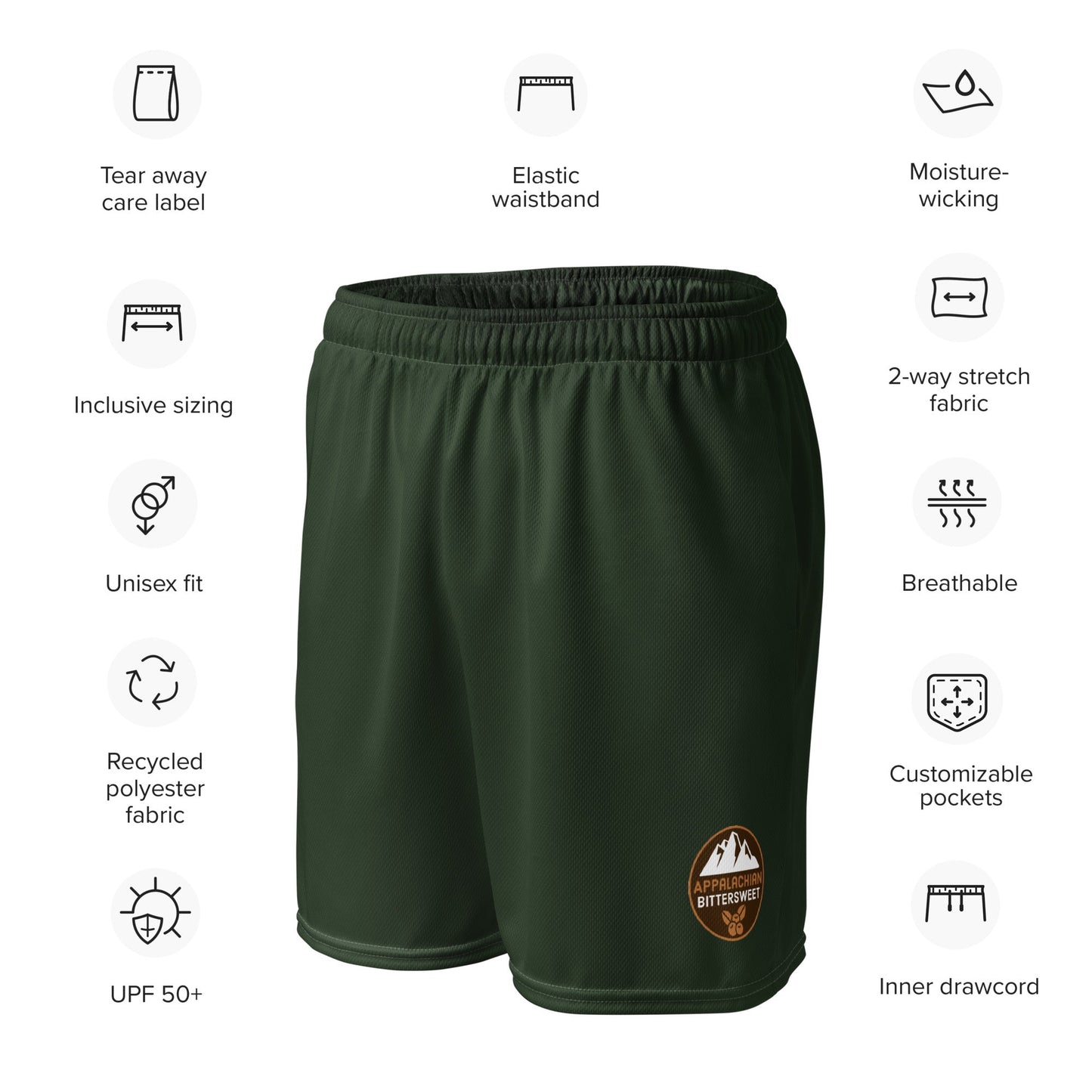 Evergreen RecycledUnisex Comfort Mesh Hiking Shorts - Appalachian Bittersweet - Shorts