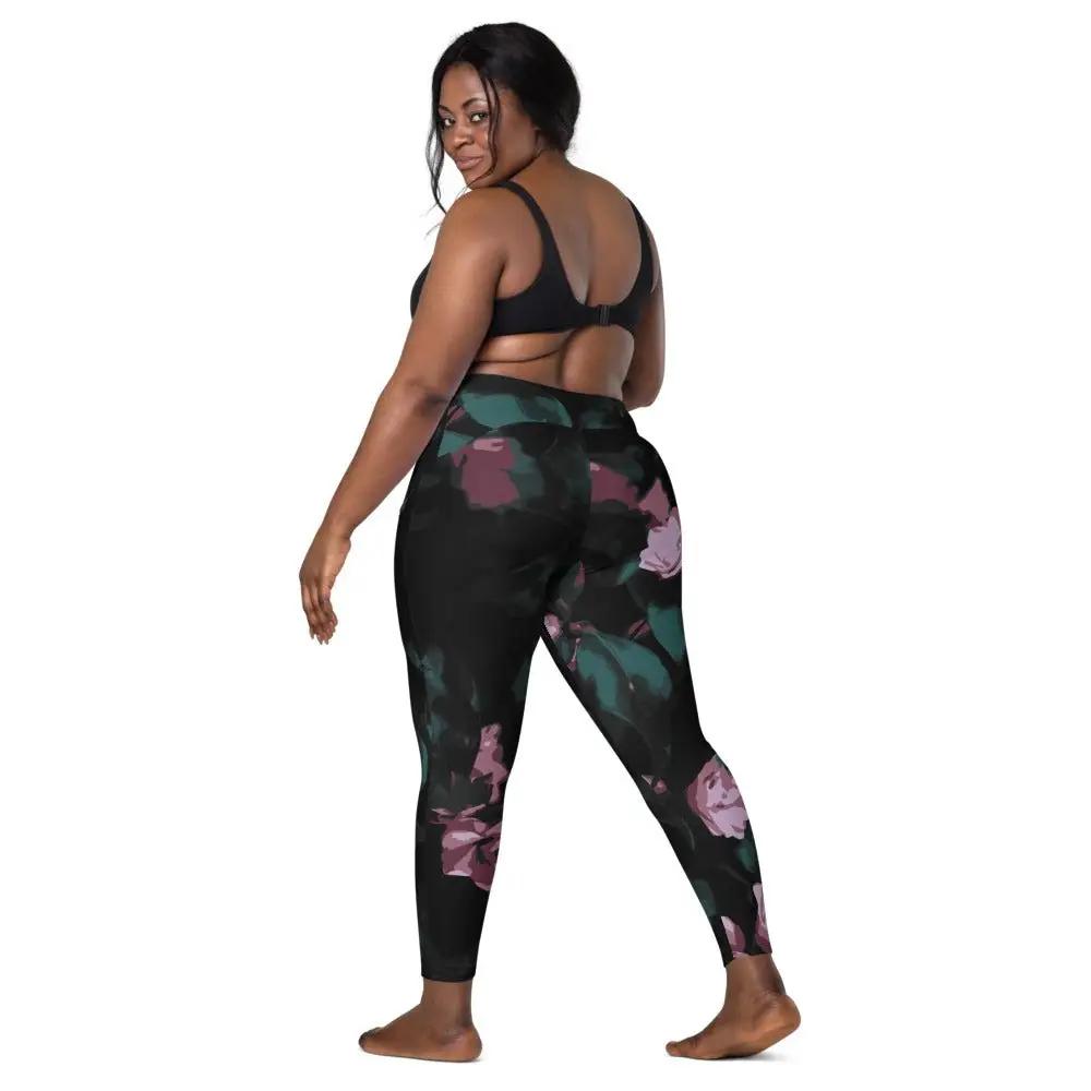 Fall Floral CROSSOVER Waist leggings with pockets - Appalachian Bittersweet - Crossover Waist