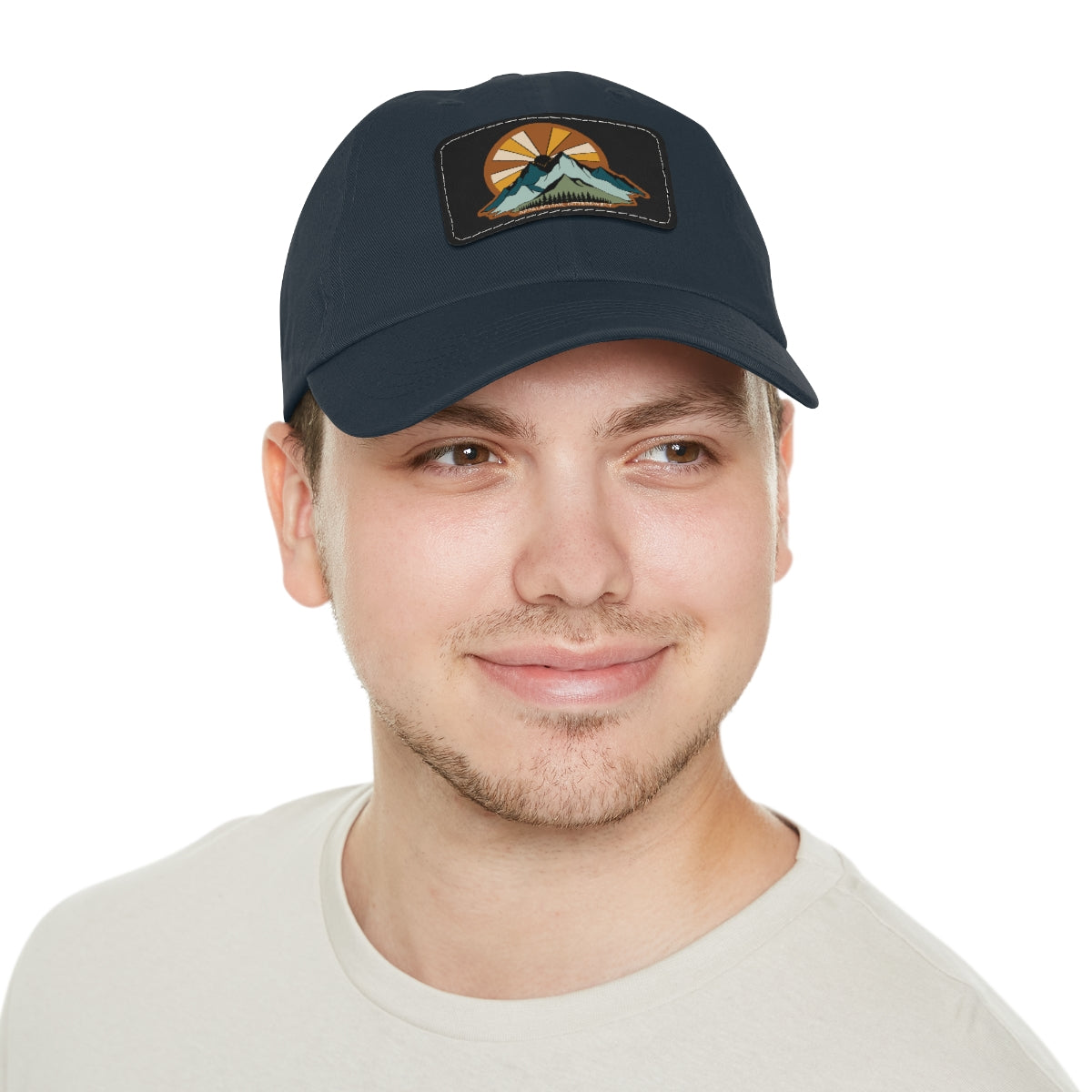 Mountain Sunrise Dad Hat with Leather Patch