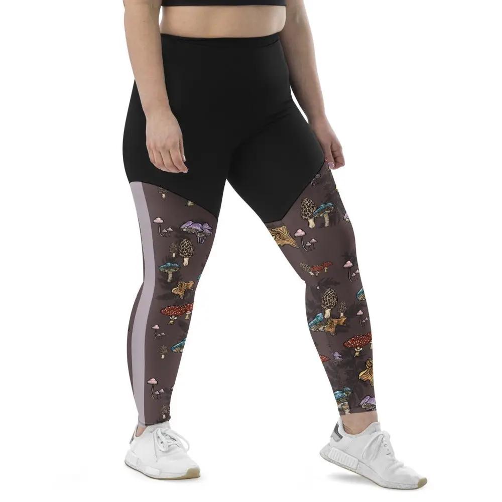 Forest Shrooms COMPRESSION Pocket Sports Leggings - Appalachian Bittersweet - compression