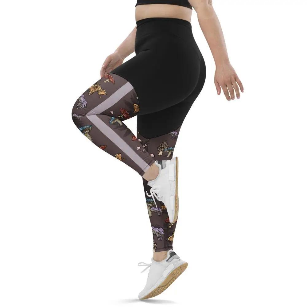 Forest Shrooms COMPRESSION Pocket Sports Leggings - Appalachian Bittersweet - compression