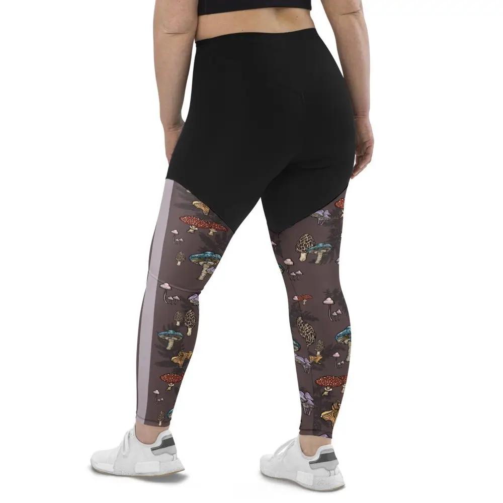 Forest Shrooms COMPRESSION Pocket Sports Leggings - Appalachian Bittersweet - compression