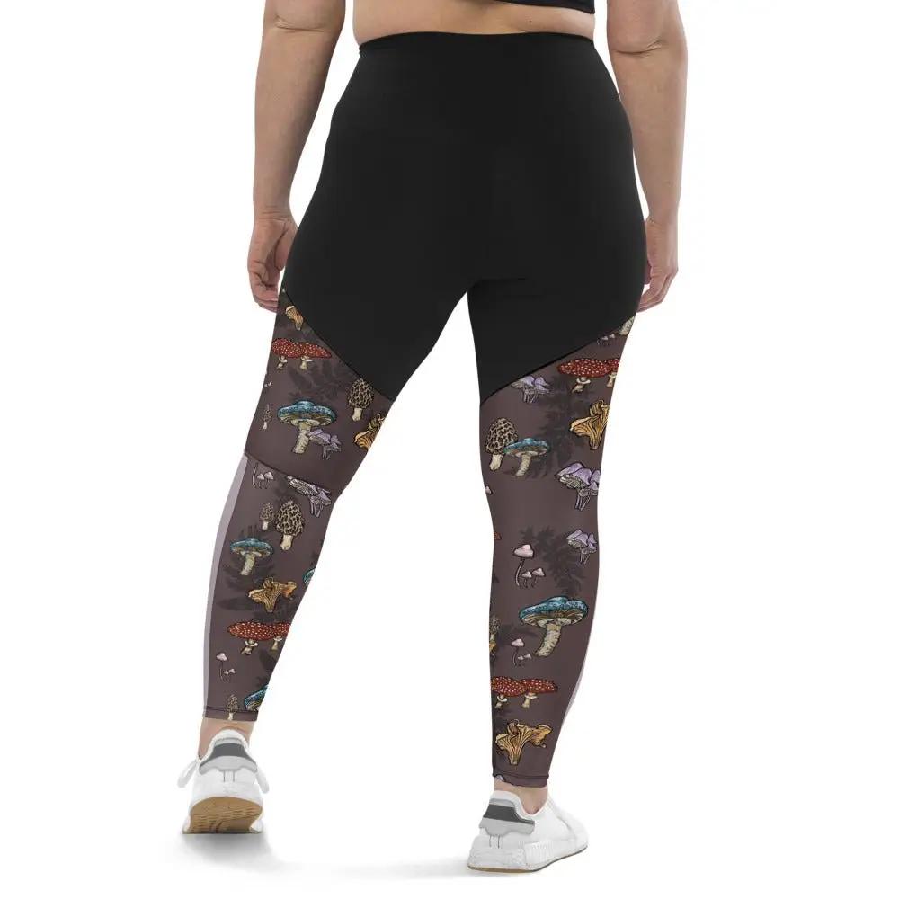 Forest Shrooms COMPRESSION Pocket Sports Leggings - Appalachian Bittersweet - compression