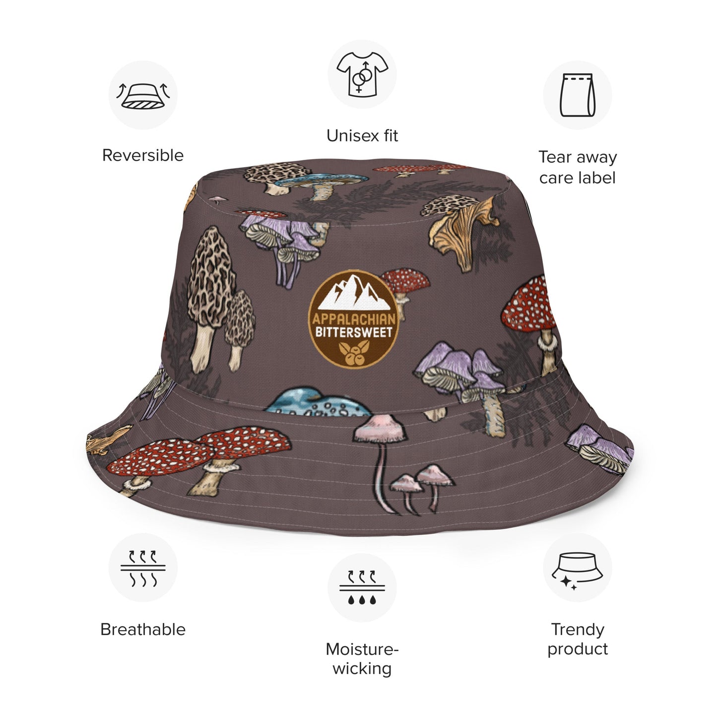 Forest Shrooms Reversible bucket hat - Appalachian Bittersweet - bucket hat